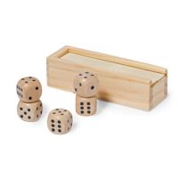 Woody Dobbelstenen - 5x - beige - hout - bordspellen - dobbel spellen