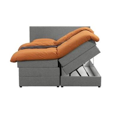 Boxspring met opbergruimte Liv egaal - lichtgrijs - 140x200 cm - Leen Bakker