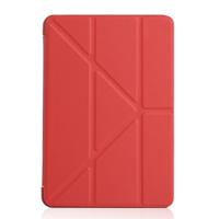 Gierst textuur PU + silica gel volledige dekking lederen draagtas voor iPad mini 2019 met multi-vouwen houder (rood)
