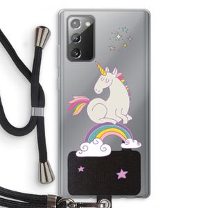 Regenboog eenhoorn: Samsung Galaxy Note 20 / Note 20 5G Transparant Hoesje met koord
