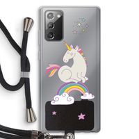 Regenboog eenhoorn: Samsung Galaxy Note 20 / Note 20 5G Transparant Hoesje met koord