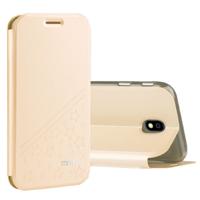 MOFI voor Galaxy J7 (2017) (EU versie) PU vijf-puntige ster patroon horizontale Flip lederen draagtas met Holder(Gold)