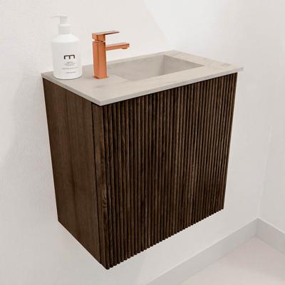 Toiletmeubel Mondiaz Joya Dlux | 40 cm | Meubelkleur Walnut | Faye wastafel Opalo Wasbak Rechts | 1 kraangat