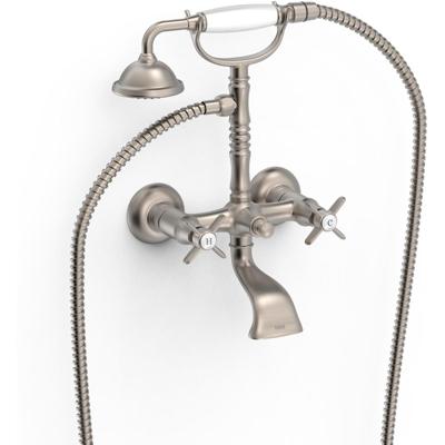 Badkraan Tres Clasic | Opbouw | Mengkraan | 2-weg | hoh 15 cm | 2-knops | Vintage | RVS look
