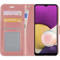 Basey Samsung Galaxy A22 4G Hoesje Book Case Kunstleer Cover Hoes - Rose goud - thumbnail
