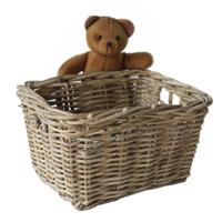Opbergmand - bruin - 34 x 24 x 20 cm - rotan - gevlochten riet - mand - opbergen