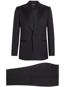 Zegna costume en laine à veste à simple boutonnage - Noir