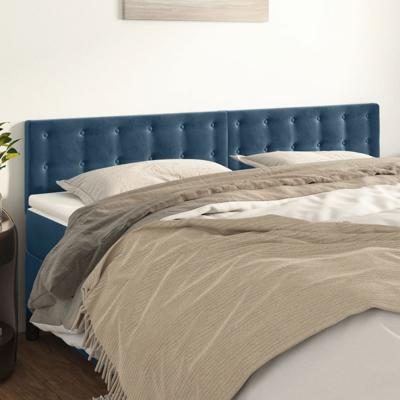 Hoofdborden 2 st 100x5x78/88 cm fluweel donkerblauw
