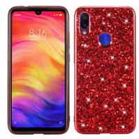 Glitter poeder schokbestendig TPU Case voor Xiaomi Redmi Note 7 (rood)
