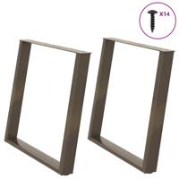 Eettafelpoten 2 st U-vormig 90x(72-73) cm staal naturel