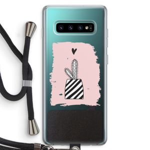 Zwart-wit cactus: Samsung Galaxy S10 Plus Transparant Hoesje met koord