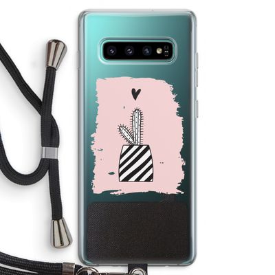 Zwart-wit cactus: Samsung Galaxy S10 Plus Transparant Hoesje met koord