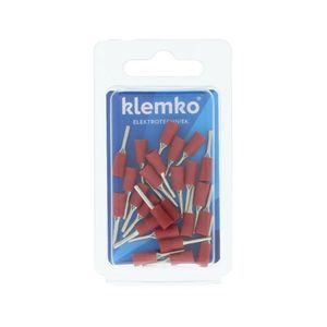 Pensteker 9,5mm rood 1,5mm² geïsoleerd 25 stuks 170160 Klemko verpakking hersluitbaar