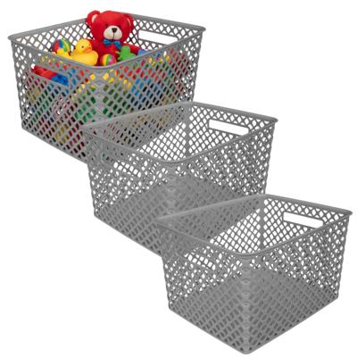 Storage Solutions Kast Opbergmand - 3x - van kunststof - grijs - 30 x 37 x 21 - 19 liter inhoud