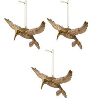 6x Kerstboomhangers gouden kolibrie vogels 13 cm kerstversiering - thumbnail