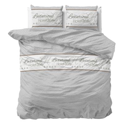 Dekbedovertrek Luxury Suite - Tweepersoons (200x200 cm) - Grijs Microvezel - Dessin: Tekst, Patroon - Sleeptime - Dekbed-Discounter.nl