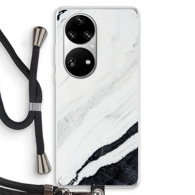 Elegante marmer: Huawei P50 Pro Transparant Hoesje met koord