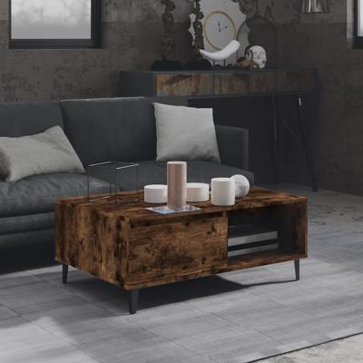 Salontafel 90x60x35 cm bewerkt hout gerookt eikenkleurig