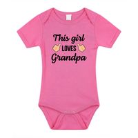 This girl loves grandpa cadeau baby rompertje roze meisjes - thumbnail