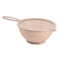 Keuken vergiet/zeef met steel - kunststof - Dia 22 cm x Hoogte 10 cm - beige - thumbnail