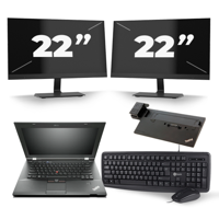 Lenovo ThinkPad L430 - Intel Core i5-3e Generatie - 14 inch - 8GB RAM - 240GB SSD - Windows 10 + 2x 22 inch Monitor