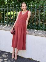 Lange jurk voor zwangerschap en borstvoeding terracotta