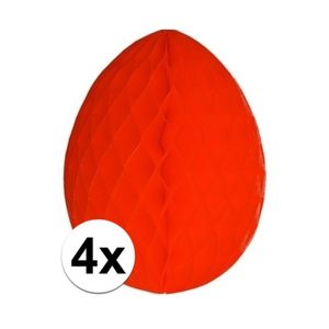 4x Rode papieren paasei 10 cm   -