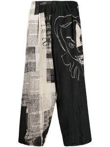 Yohji Yamamoto pantalon à taille à lien de resserrage - Noir