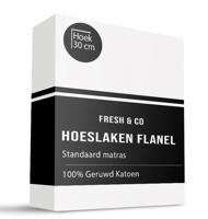 Hoeslaken Katoen Flanel Outlet 140x200 Cm Wit Fresh And Co - Dekbed-Discounter.nl