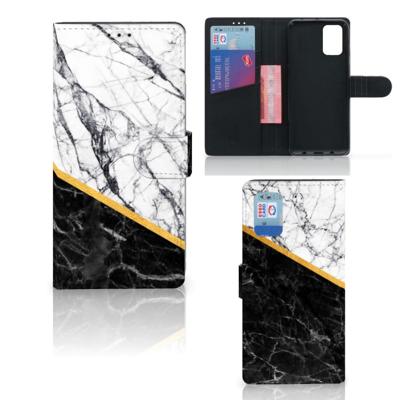Samsung Galaxy A02s | M02s | Bookcase | Marmer Wit Zwart - Origineel Cadeau Man