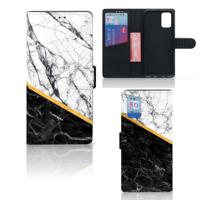 Samsung Galaxy A02s | M02s | Bookcase | Marmer Wit Zwart - Origineel Cadeau Man