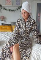 Damesbadjas panterprint - fleece-xl/xxl