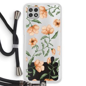 Peachy flowers: Samsung Galaxy A22 4G Transparant Hoesje met koord
