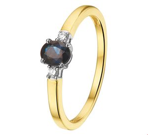 TFT Ring Saffier En Diamant 0.05ct H SI Bicolor Goud