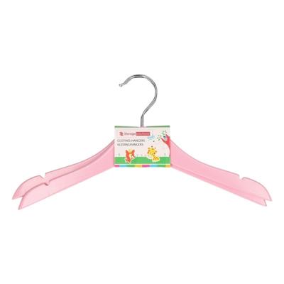 Storage Solutions kledinghangers voor kinderen - 2x stuks - hout - Klerenhangers - roze