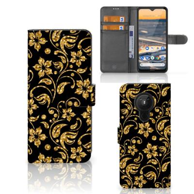 Nokia 5.3 Hoesje Gouden Bloemen Nokia 5.3 Hoesje Gouden Bloemen