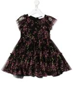 Monnalisa robe en tulle à fleurs - Noir