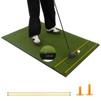 Golf Afslagmat Golfoefenmat Incl. 2 Rubberen Thees en 2 Uitlijnstaven Golfmat met 6 Slagposities voor Binnen en Buiten 152 x 117 cm
