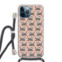 Zwarte poes: iPhone 12 Pro Max Transparant Hoesje met koord