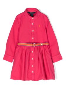 POLO RALPH LAUREN KIDS robe-chemise en coton à motif ourson - Rose