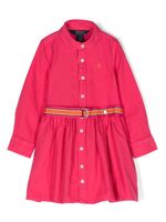 POLO RALPH LAUREN KIDS robe-chemise en coton à motif ourson - Rose - thumbnail