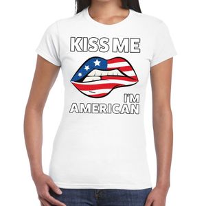 Kiss me I am American t-shirt wit dames