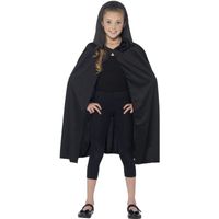 Zwarte cape met capuchon voor kinderen