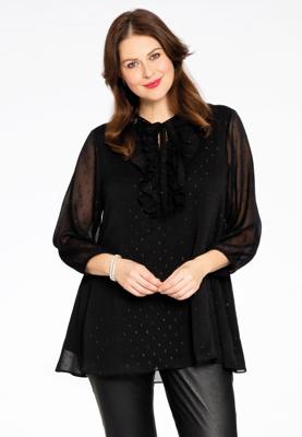 Yoek Tuniek met ruches PONPON | Zwart | Maat 54/56
