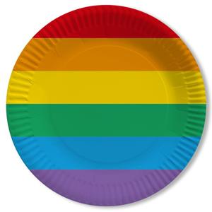 Regenboog thema feestbordjes - D23 cm - 10x stuks - Papieren wegwerp servies - Tafel versiering