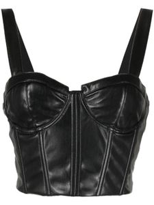 alice + olivia haut Jeanna crop en cuir artificiel - Noir