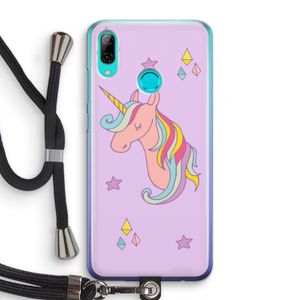 Roze eenhoorn: Huawei P Smart (2019) Transparant Hoesje met koord