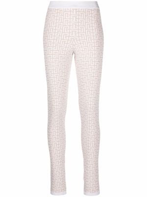 Balmain legging en maille à motif monogrammé - Tons neutres