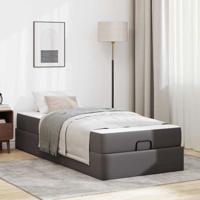 Bedframe met matras met matras Grijs 90 x 190 cm Kunstleer
