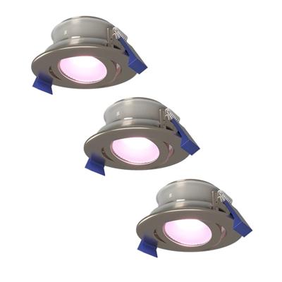 Set van 3 Lima smart inbouwspots - Wifi + Bluetooth - RGBWW - GU10 5,5 Watt 345 Lumen - Kantelbaar - Google Home, Amazon Alexa en Siri - IP65 waterdicht - RVS - Bestuurbaar via app en stem
